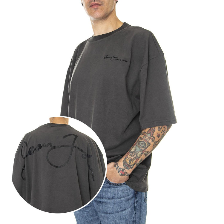 Script Logo Backprint Peached Tee 01 Black - Maglietta Girocollo Uomo Nera 6061644/222  SEAN JOHN 