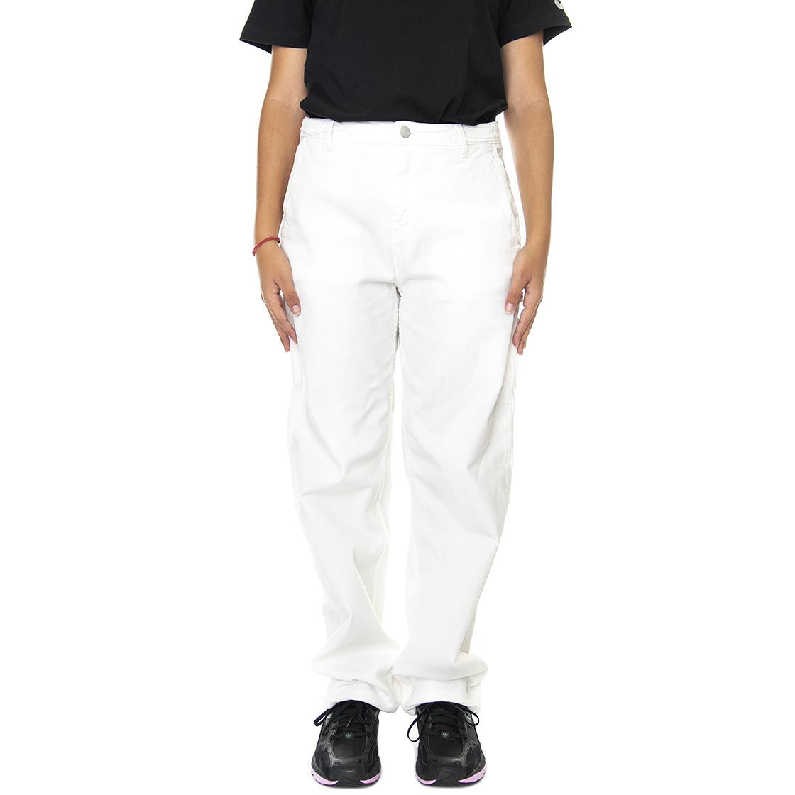 W' Pierce Pant Straight Wax Faded - Pantaloni Denim Jeans Donna Bianchi I030289-D6FH  CARHARTT WIP 