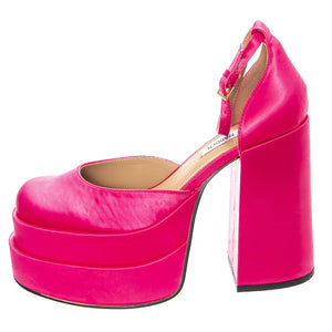 CHARLIZE PNK SATIN - Sandali con Tacco Quadrato e Plateau Donna Rosa SM-CHAR28S1PNK . STEVE MADDEN 