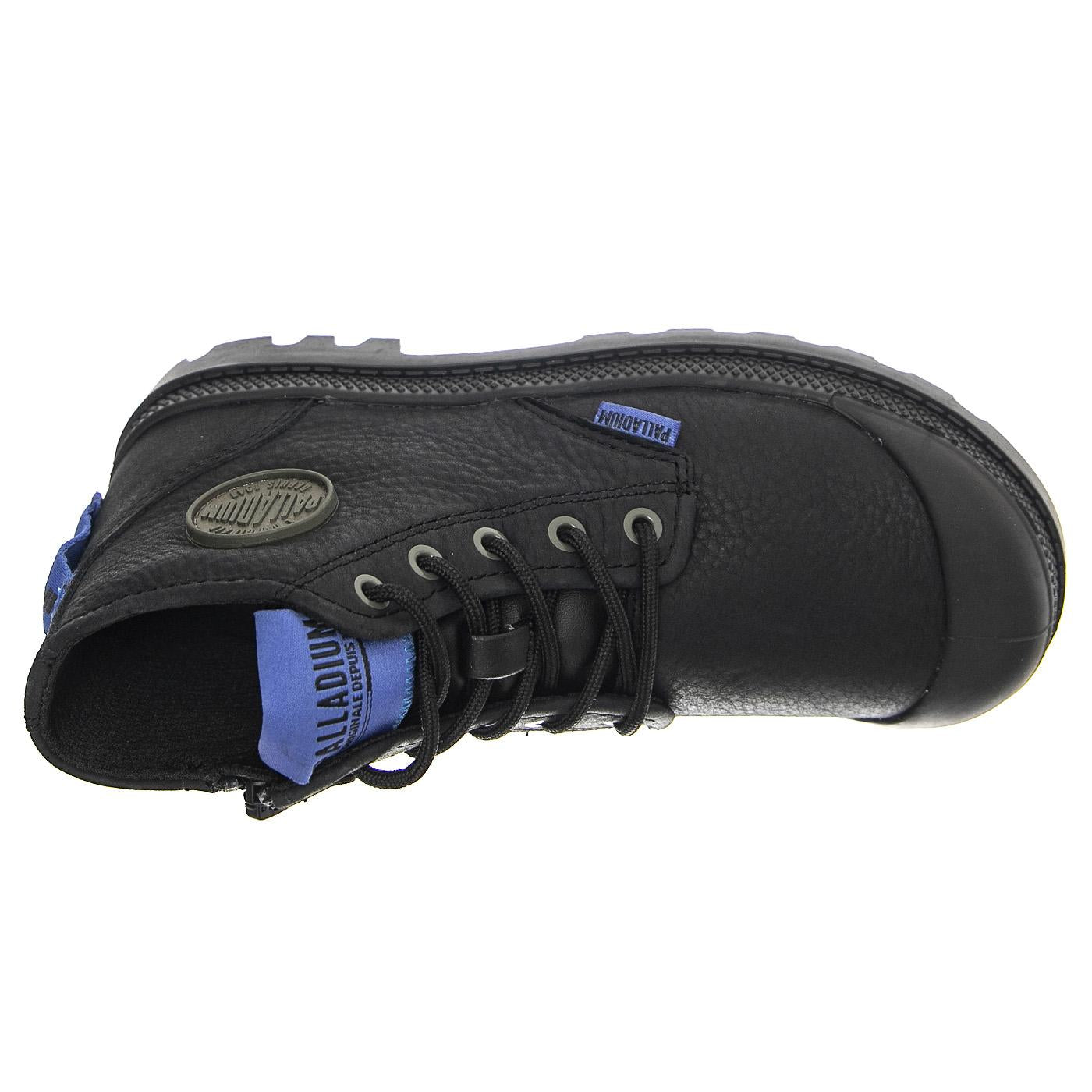 Pampa Supply  Lth Black / Black - Scarpe Stringate Profilo Alto Bambino Nere PAK58366-001-M  PALLADIUM 