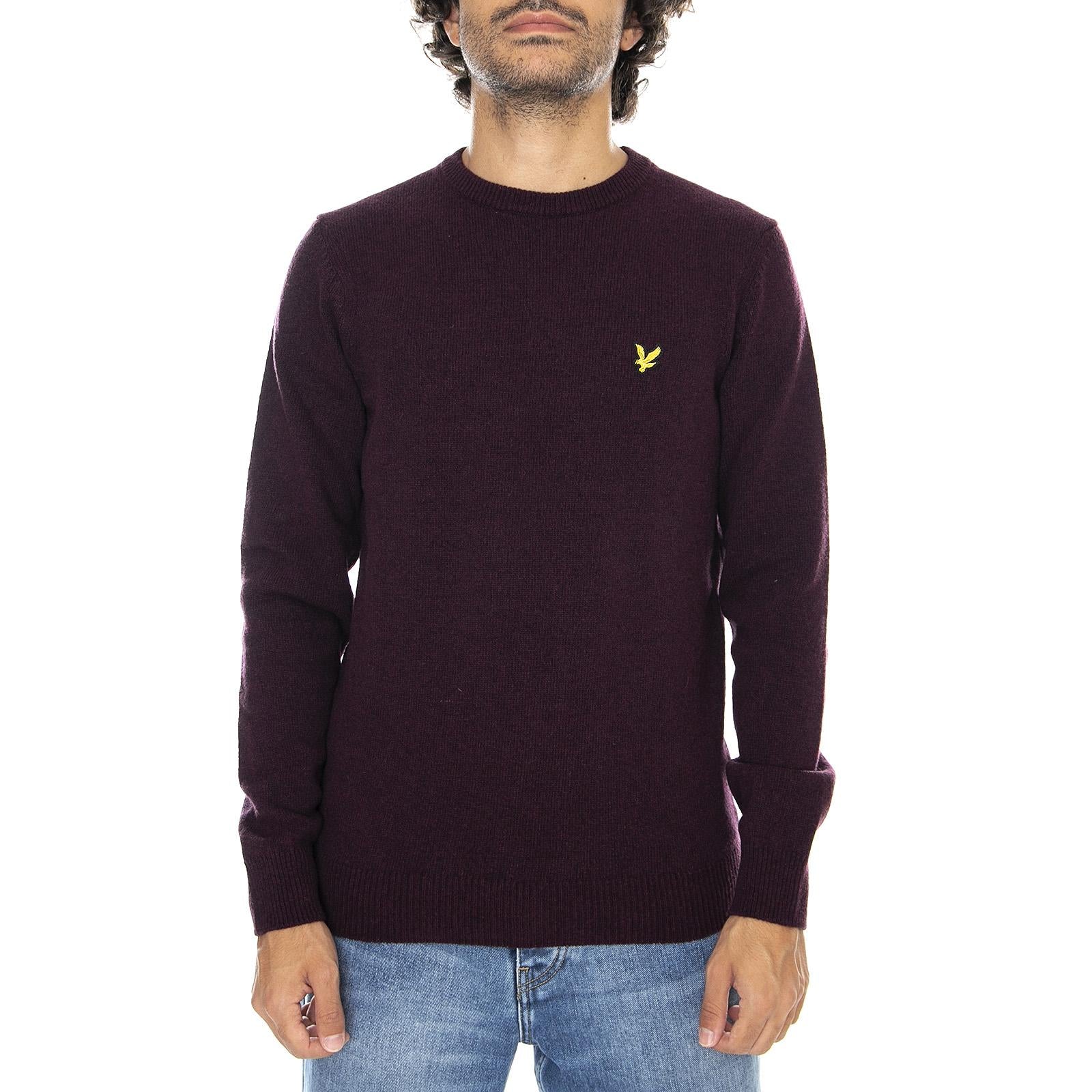 Mens Lambswool Blend Crew-Neck Jumper - Burgundy Marl - Maglione Girocollo Uomo Bordeaux KN921VF-Z638  LYLE & SCOTT 