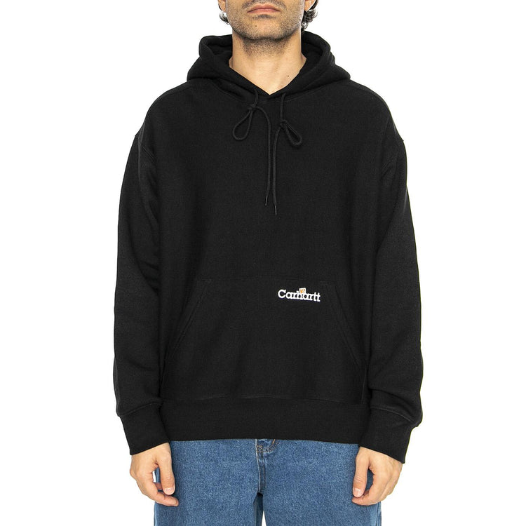 Hooded Label Script Sweat Black - Felpa con Cappuccio Uomo Nera I034430.89XX  CARHARTT WIP 