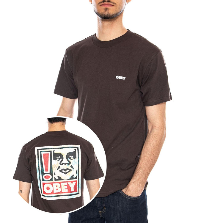 OBEY EXCLAMATION TEE - Maglietta Girocollo Uomo Marrone 165264328 JVA OBEY 