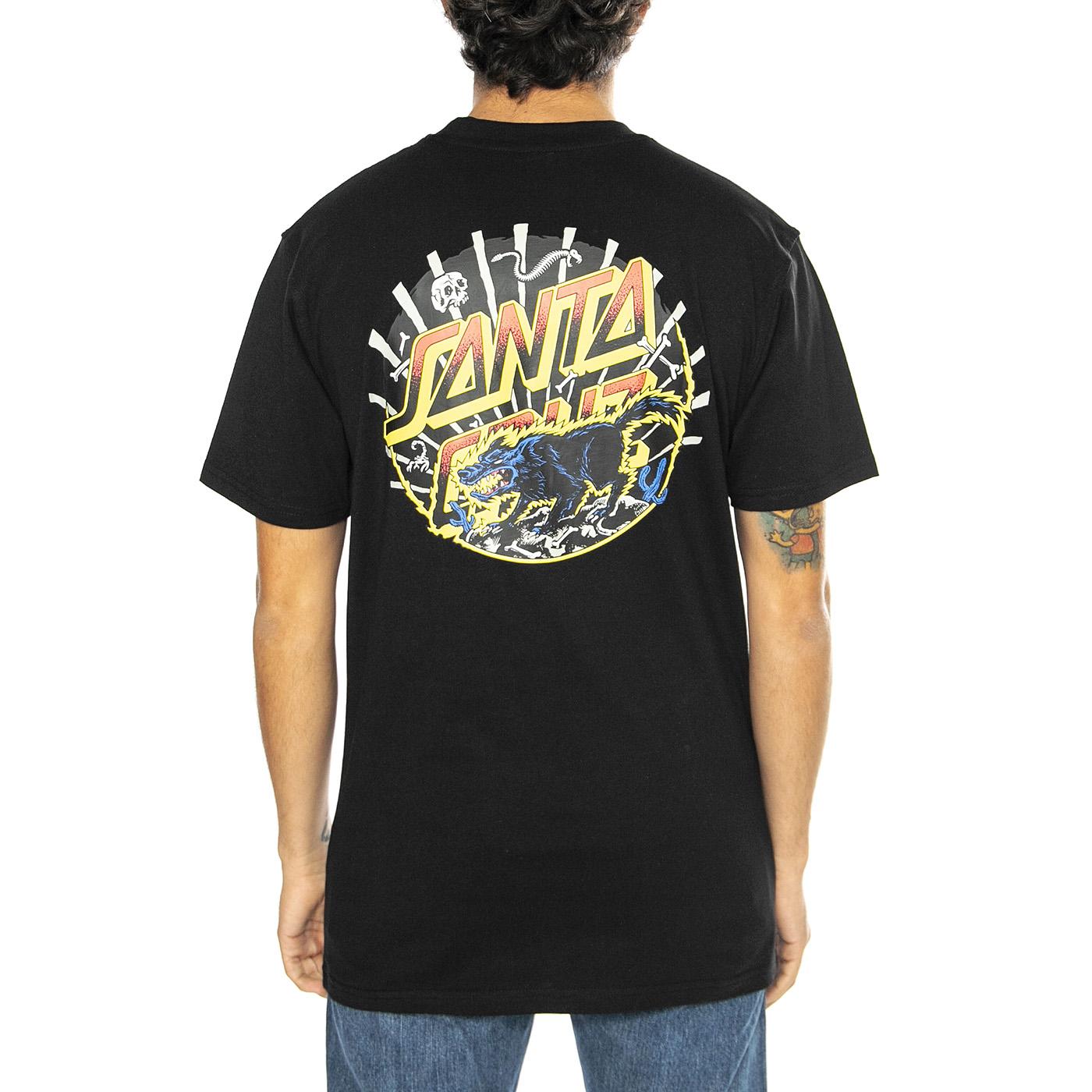 Kendall Wolf Dot Black - Maglietta Girocollo Uomo Nera SCA-TEE-11650  SANTA CRUZ 