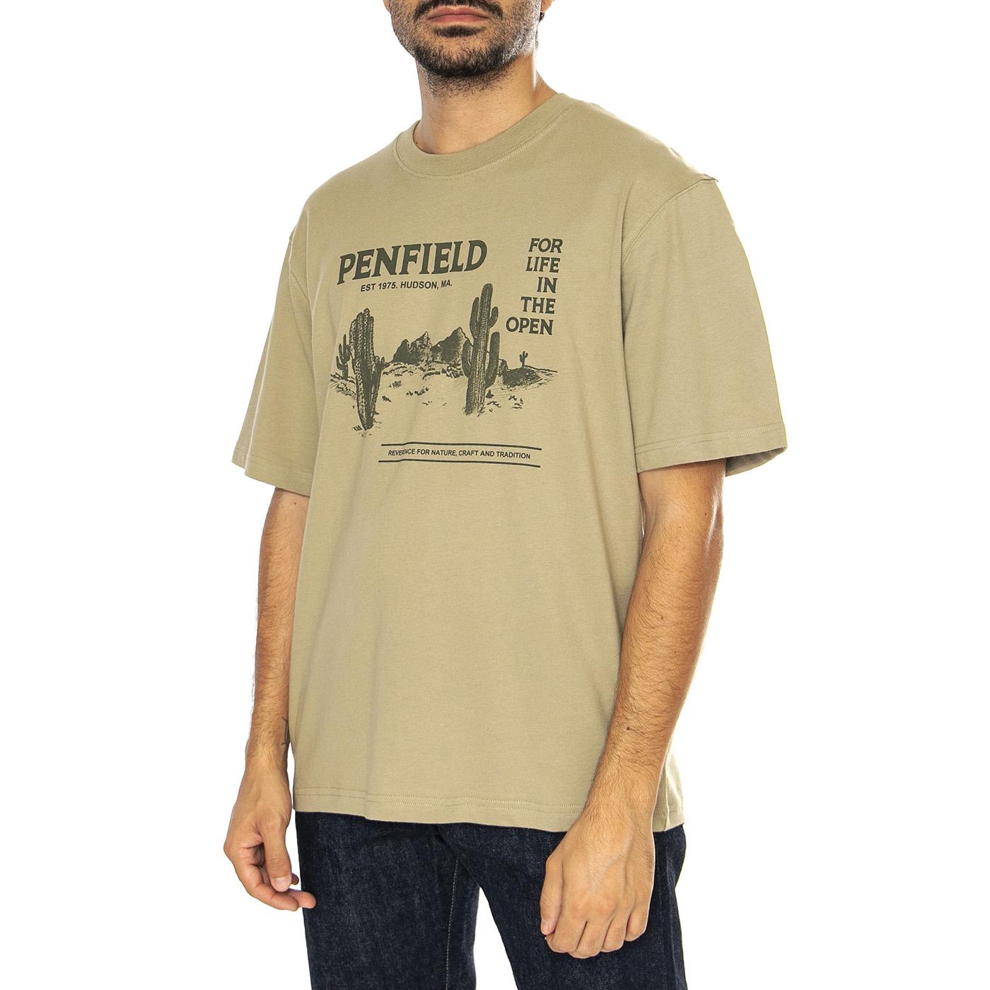 Reverence Print T-Shirt Slate Green - Maglietta Girocollo Uomo Verde PFD0492-K67  PENFIELD 