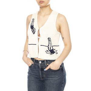 SWIMMERS ECRU ROBBIE KNITTED VEST - Top Donna Ecrù WKN00260 ECR THINKING MU 