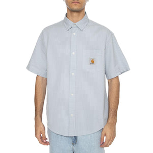 S/S Toland Shirt Toland Stripe, Blue Fog - Camicia Maniche Corte Uomo Blu I035151.31SXX  CARHARTT WIP 