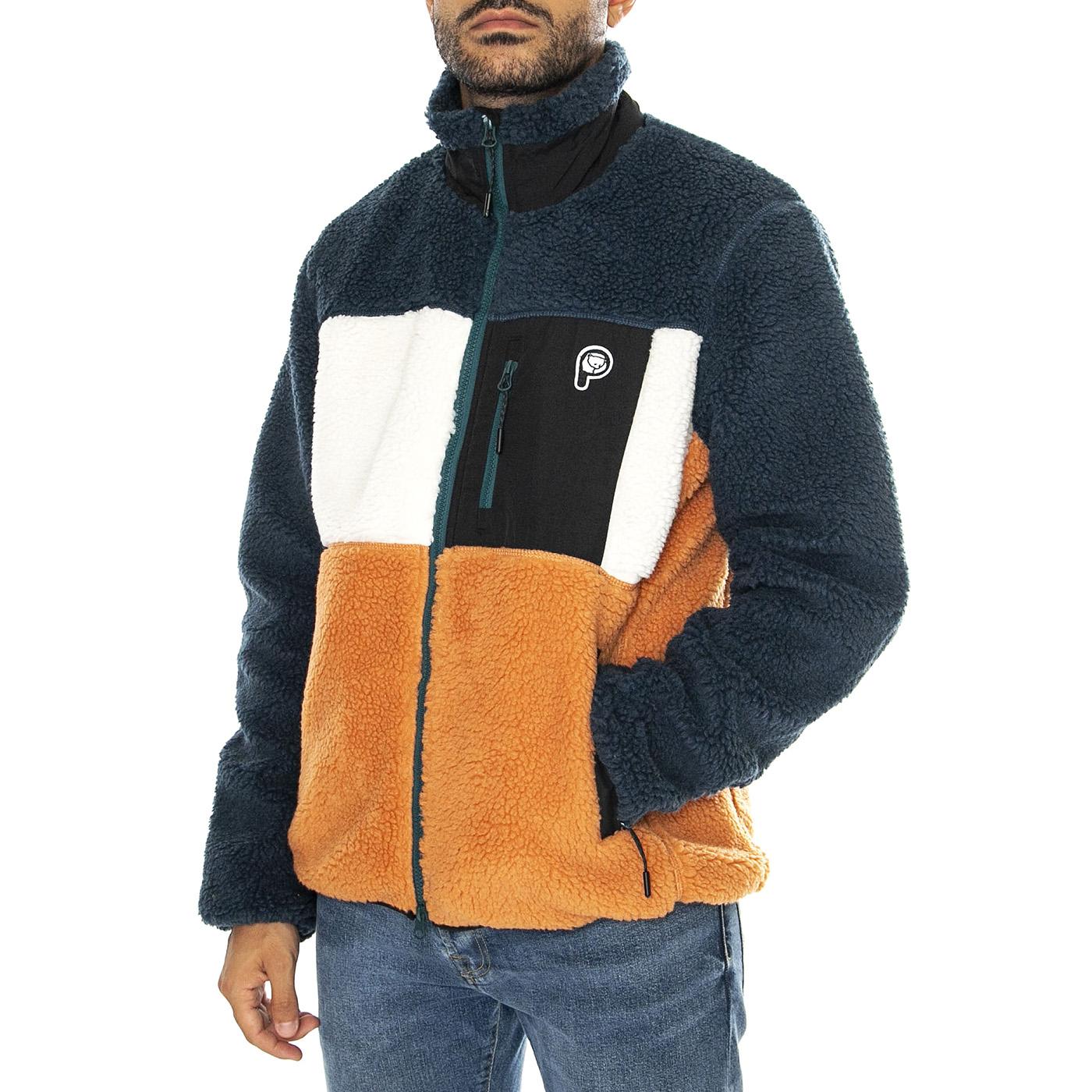 P Bear Colour Block Borg Zip T Blue Wing Teal - Giacca Uomo Multicolore PFD0050-946  PENFIELD 