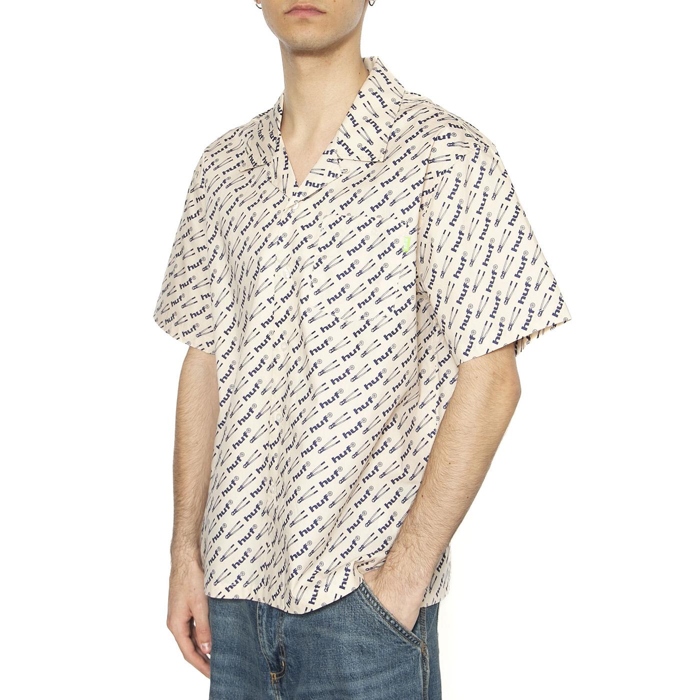 Breaker S/S Woven Top - Camicia Maniche Corte Uomo Multicolore BU00158-NATUR  HUF 