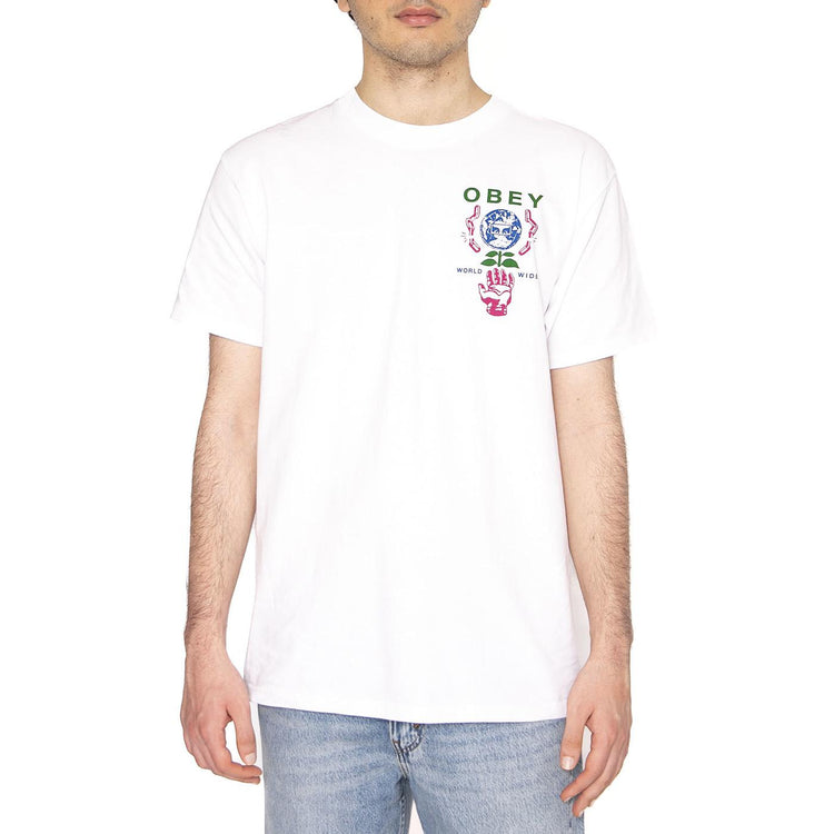 Obey Helping Hand Tee White - Maglietta Girocollo Uomo Bianca 165263942-WHT  OBEY 