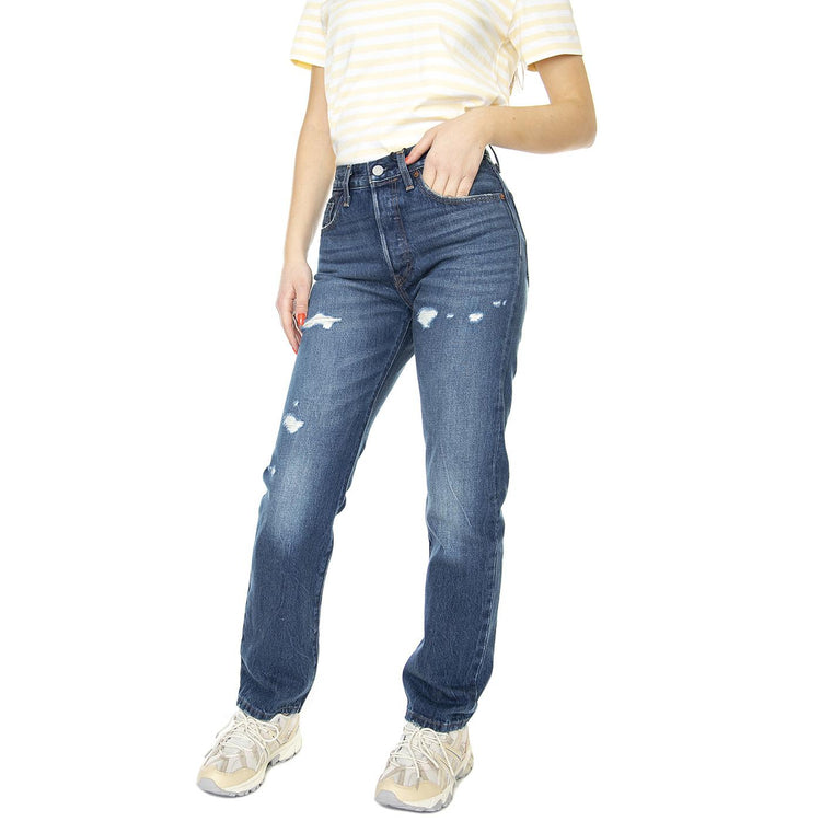 501 Jeans For Women New Life Dark Indigo Worn In - Pantaloni Denim Jeans Donna Blu 12501-0423  LEVIS 