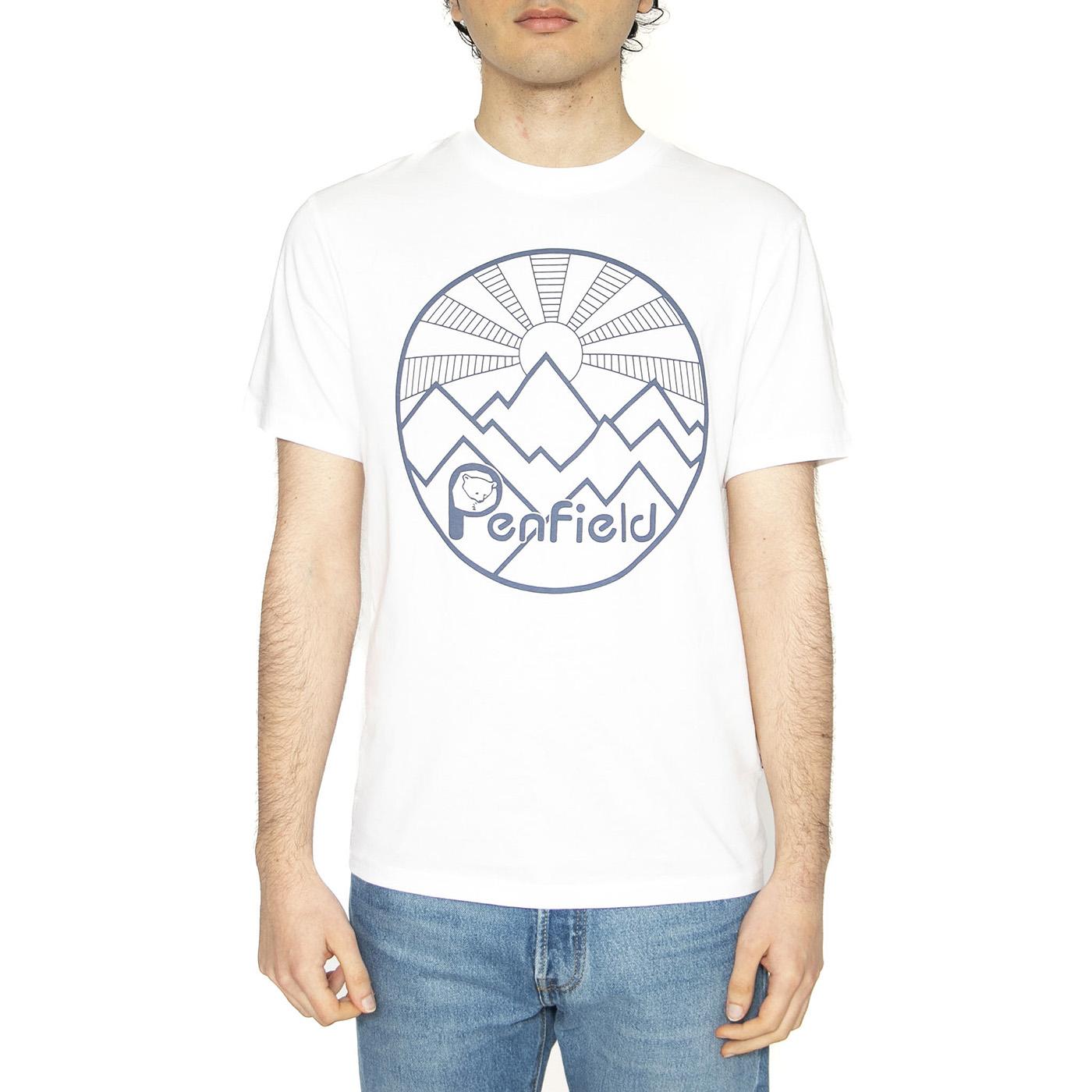 Penfild Circular Sun Mountain Bright White - Maglietta Girocollo Uomo Bianca PFD0164-002  PENFIELD 