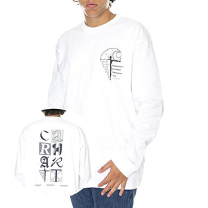 L/S Ratios T-Shirt White / Dark Navy - Maglietta Girocollo Maniche Lunghe Uomo Bianca I031001-12HXX  CARHARTT WIP 
