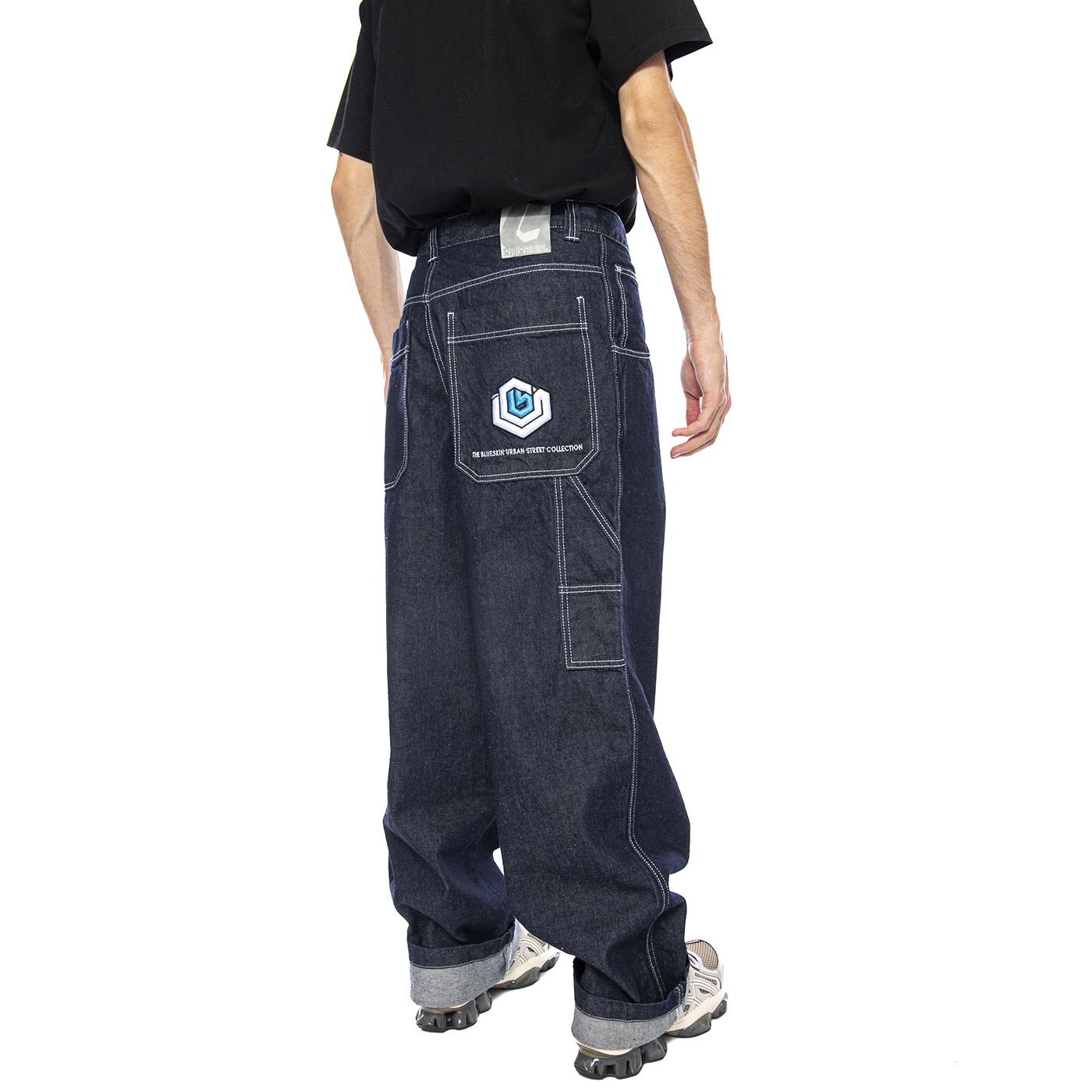 Pantolone Lungo T. Denim Blue 100% Cot Lav Ammorbidito - Pantaloni Denim Jeans Uomo Blu R.BLUE-L-DNMB-001 . BLUESKIN 