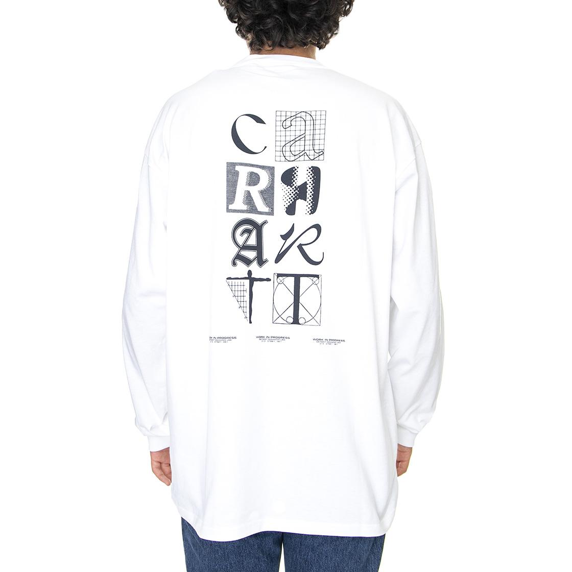 L/S Ratios T-Shirt White / Dark Navy - Maglietta Girocollo Maniche Lunghe Uomo Bianca I031001-12HXX  CARHARTT WIP 