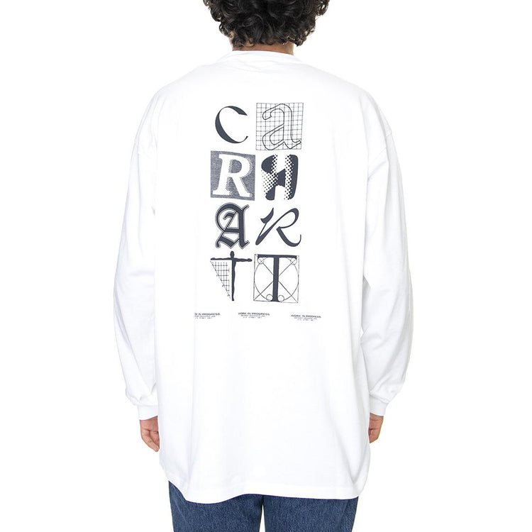 L/S Ratios T-Shirt White / Dark Navy - Maglietta Girocollo Maniche Lunghe Uomo Bianca I031001-12HXX  CARHARTT WIP 
