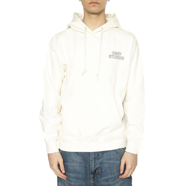 Obey Studios Palette Fleece Unbleached - Felpa con Cappuccio Uomo Bianca 117464052-UBL  OBEY 