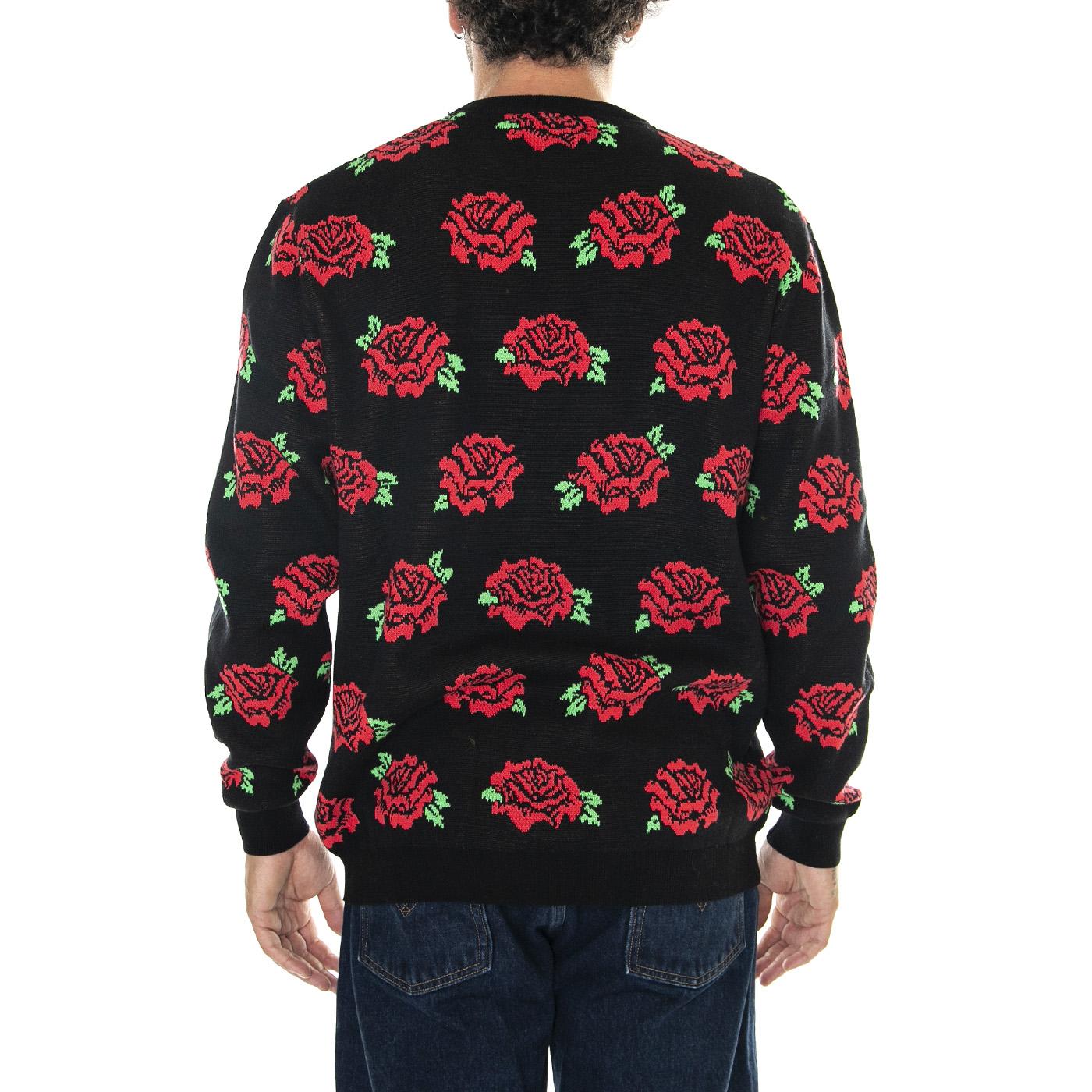 M' Dressen Roses Knit Crew Roses - Maglione Girocollo Uomo Nero / Multi Dressen Roses Knit Crew Roses  SANTA CRUZ 