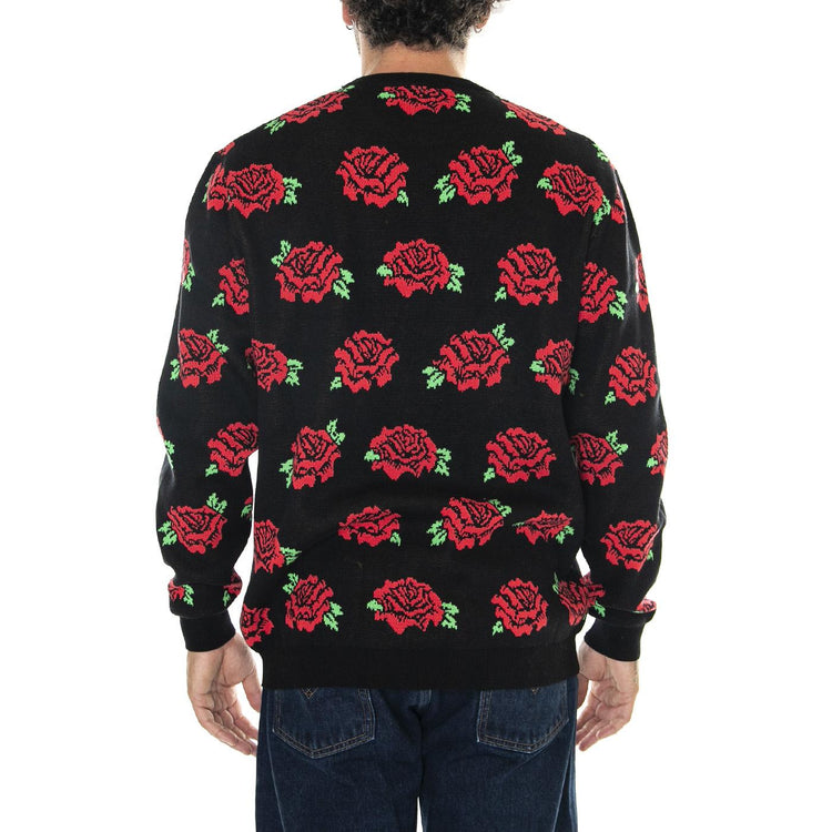 M' Dressen Roses Knit Crew Roses - Maglione Girocollo Uomo Nero / Multi Dressen Roses Knit Crew Roses  SANTA CRUZ 