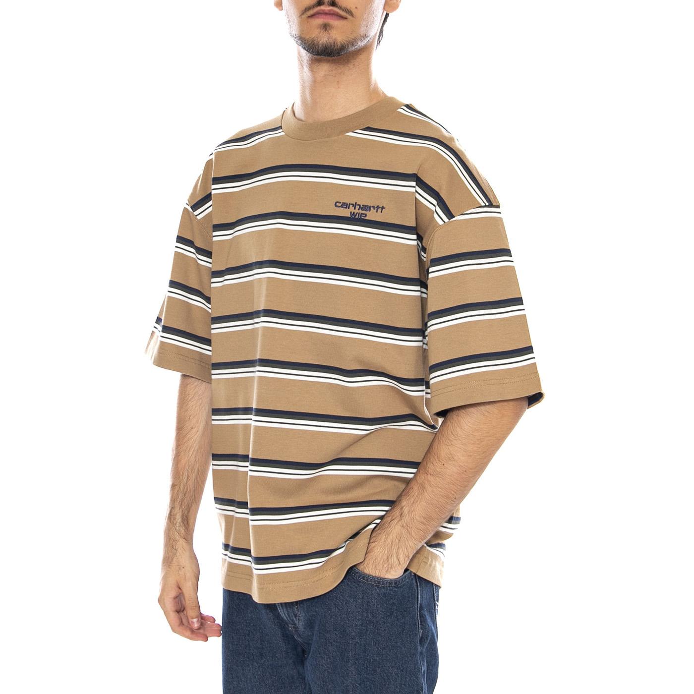 S/S Holm T-Shirt Holm Stripe, Peanut - Maglietta Girocollo Uomo Multicolore I035302.37AXX  CARHARTT WIP 