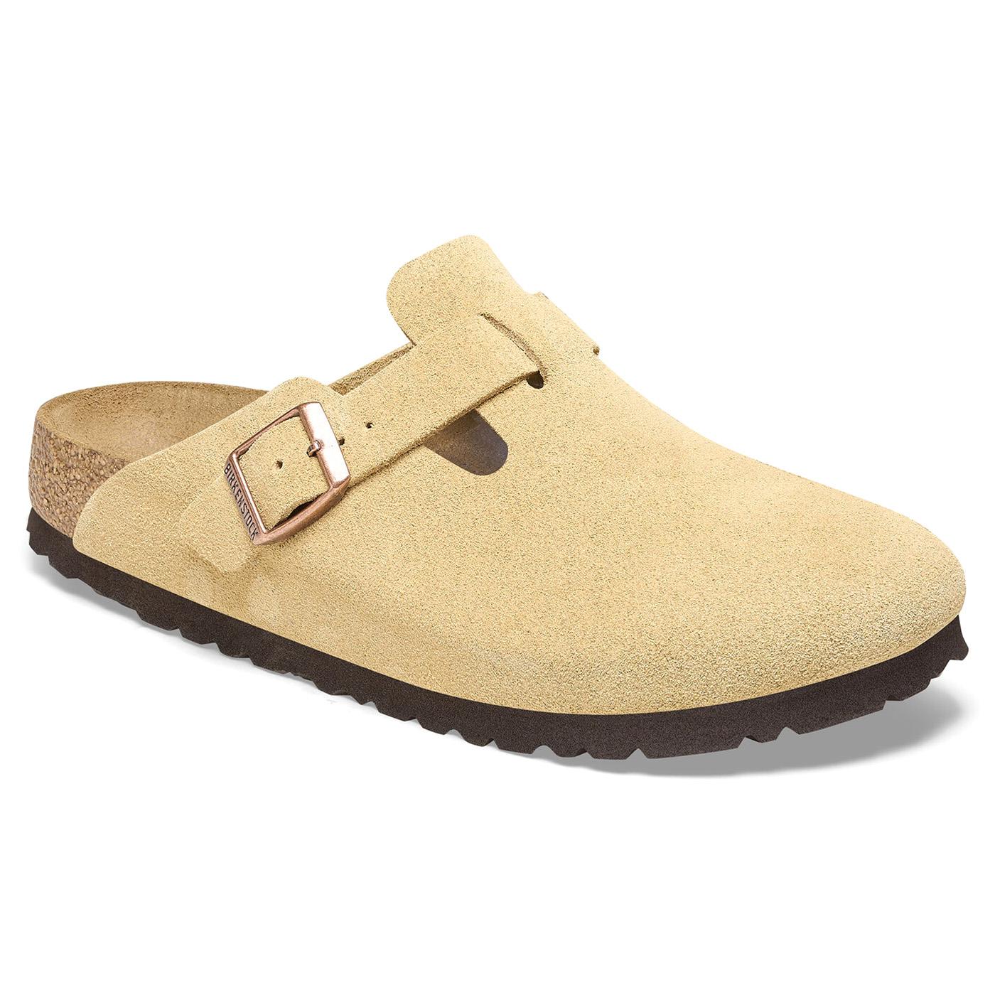 W' Boston Latte Cream, Suede Leather Sandals - Sandali Donna / Uomo Beige 1026164  BIRKENSTOCK 
