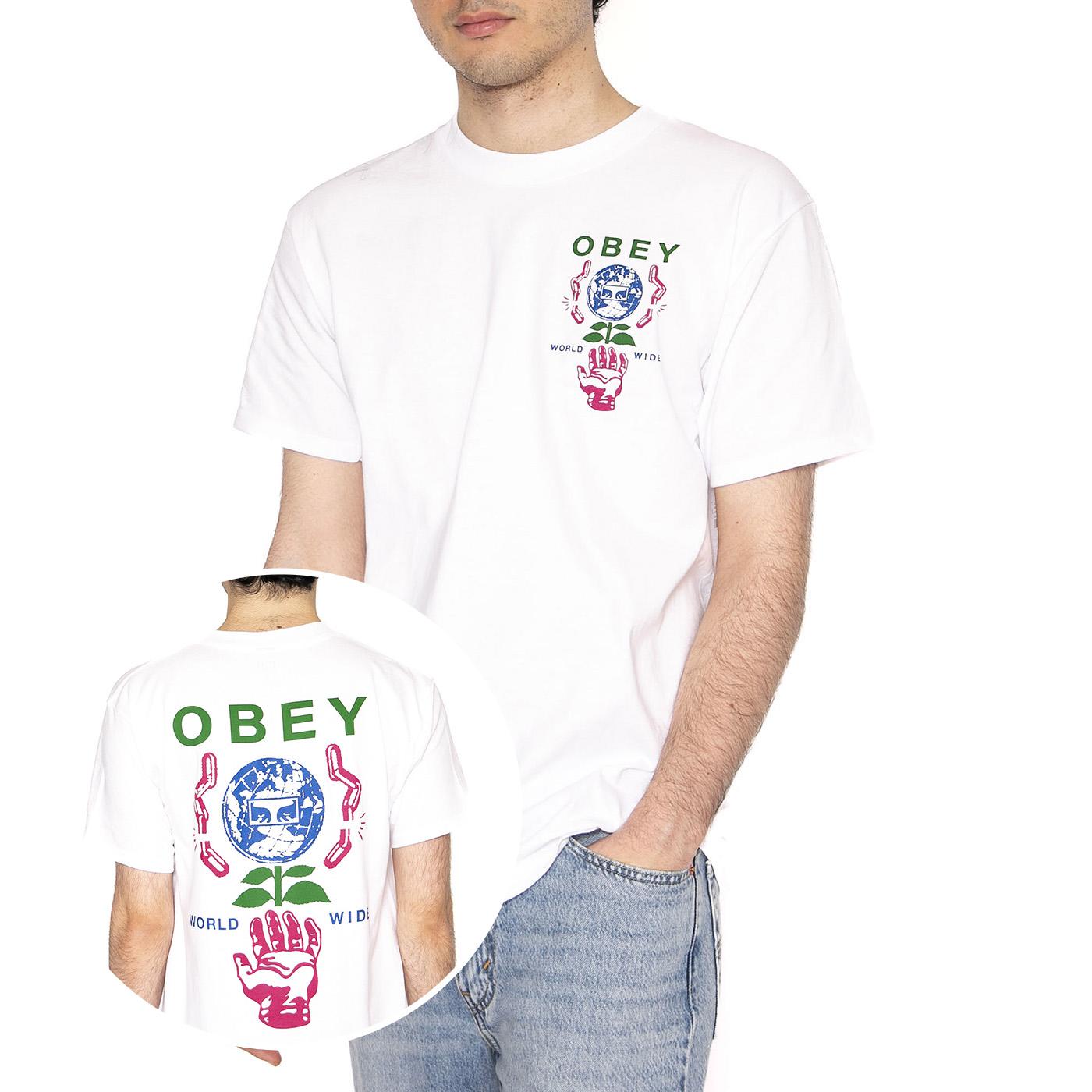 Obey Helping Hand Tee White - Maglietta Girocollo Uomo Bianca 165263942-WHT  OBEY 
