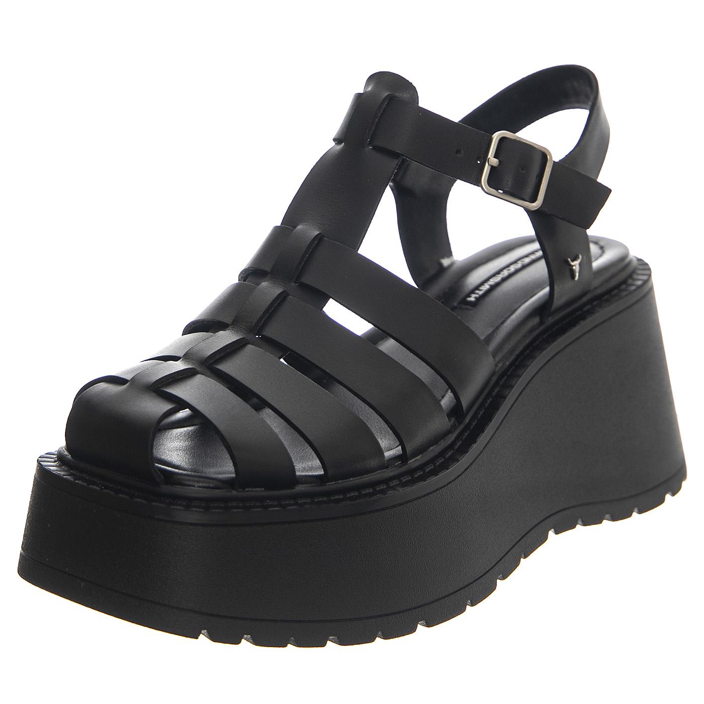 Crush Black Leather - Sandali Donna Neri WSSCRUSH-BLA  WINDSOR SMITH 