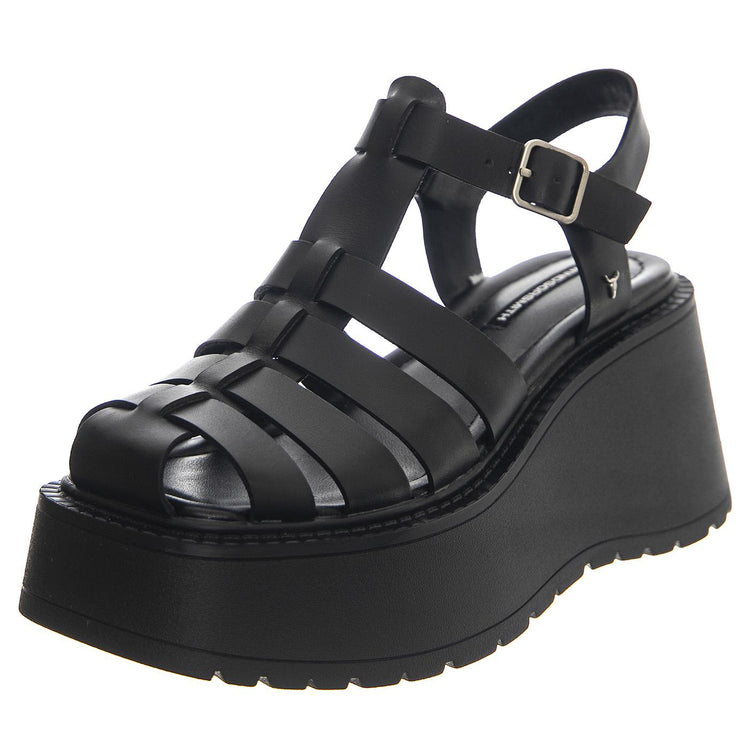 Crush Black Leather - Sandali Donna Neri WSSCRUSH-BLA  WINDSOR SMITH 