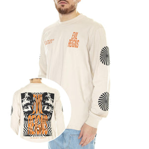 Optiskull Longsleeve Cream - Maglietta Girocollo Maniche Lunghe Uomo Beige LSV0064CRE  DOOMSDAY 