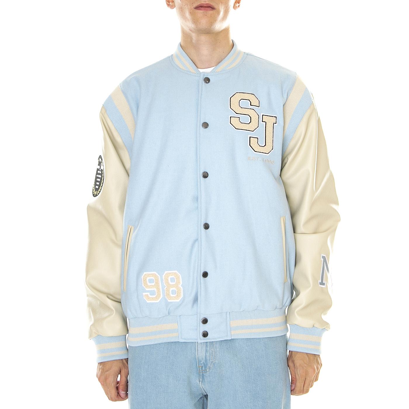 M' SJ Script Logo College Jacket Light Blue / Light Sand - Giacca Uomo Blu / Beige 6085200/231-01  SEAN JOHN 