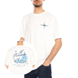 Pescatore Zach Tee White - Maglietta Girocollo Uomo Bianca MTS00507 WHT THINKING MU 