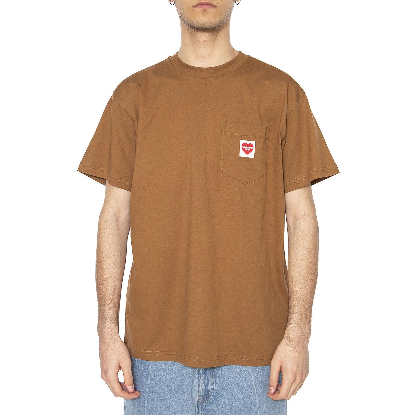 S/S Pocket Heart T-Shirt Hamilton Brown - Maglietta Girocollo Uomo Marrone I032128.HZXX  CARHARTT WIP 