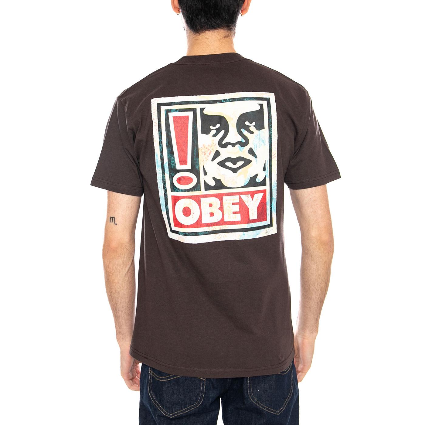 OBEY EXCLAMATION TEE - Maglietta Girocollo Uomo Marrone 165264328 JVA OBEY 