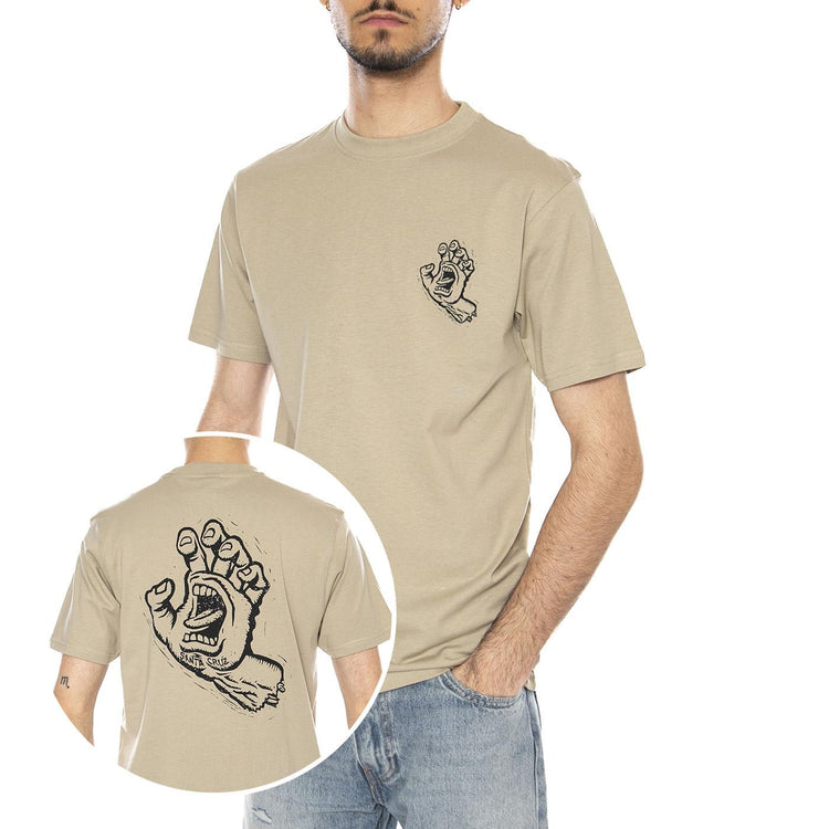 TAMPED SCREAMING HAND T-SHIRT STONE GREY - Maglietta Girocollo Uomo Beige SCA-TEE-13437 SGY SANTA CRUZ 