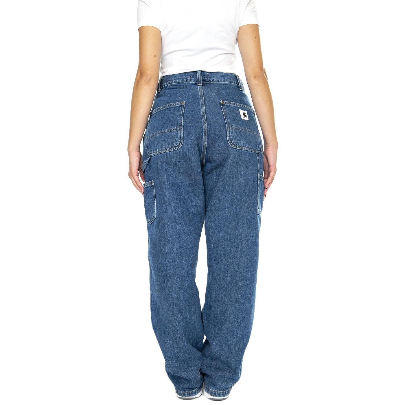 W' Brandon Double Knee Pant Blue stone washed - Pantaloni Denim Jeans Donna Blu I034229.0106  CARHARTT WIP 