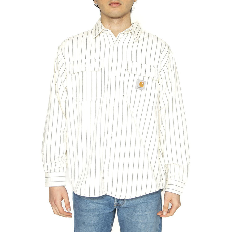 Hendry Shirt Jac Seaton Stripe, Wax / Dark Navy - Camicia Uom Bianca I034827.2RM02  CARHARTT WIP 