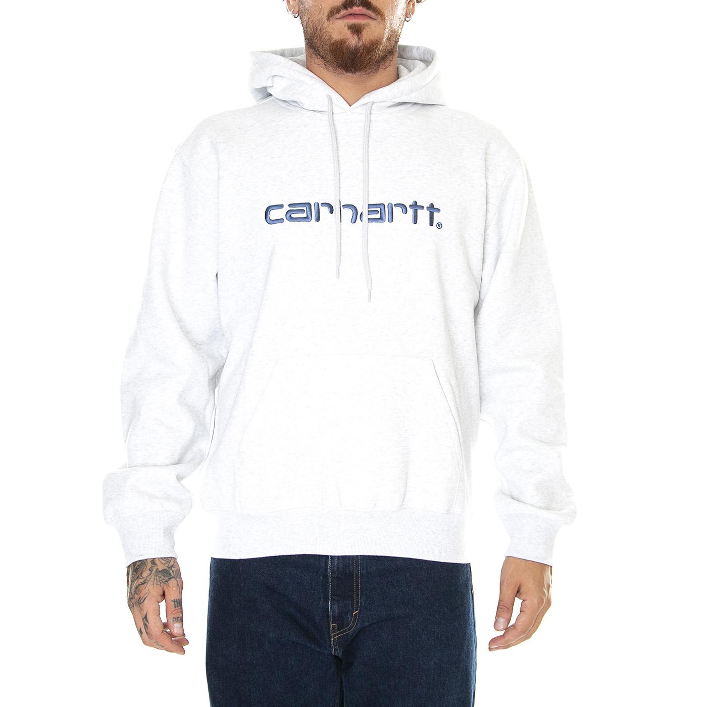 Hooded Carhartt Sweat Ash Heather / Liberty - Felpa con Cappuccio Uomo Grigia I030547.1R7XX  CARHARTT WIP 