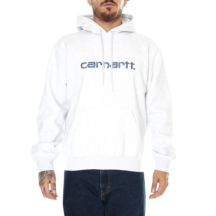 Hooded Carhartt Sweat Ash Heather / Liberty - Felpa con Cappuccio Uomo Grigia I030547.1R7XX  CARHARTT WIP 