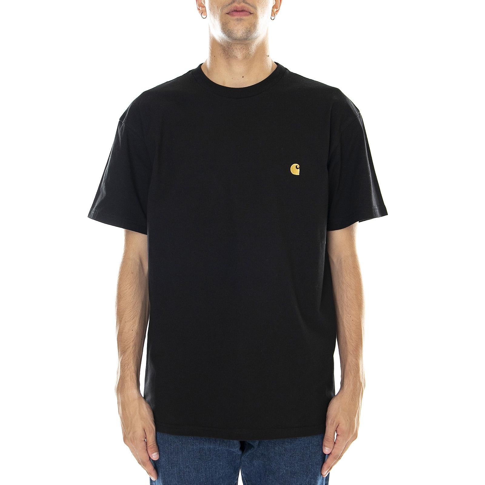 S/S Chase T-Shirt Black / Gold - Maglietta Girocollo Uomo Nera I026391.00F.XX.03  CARHARTT WIP 