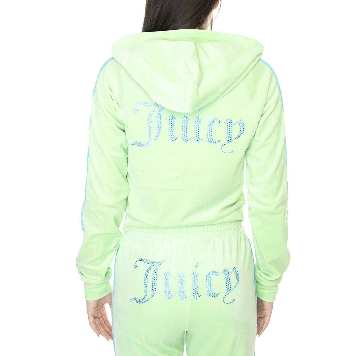 Contrast Madison Mint - Felpa con Cappuccio e Zip Donna Verde JUCJCWA122075-MIN  JUICY COUTURE 