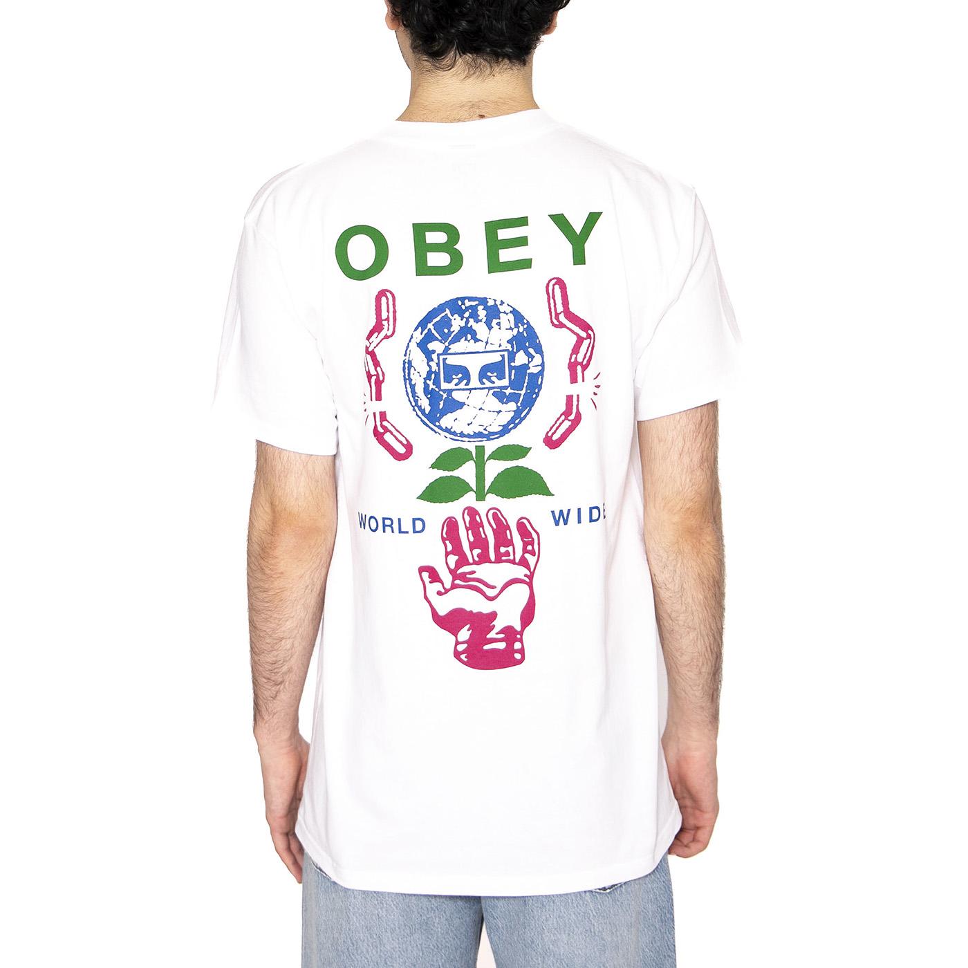 Obey Helping Hand Tee White - Maglietta Girocollo Uomo Bianca 165263942-WHT  OBEY 