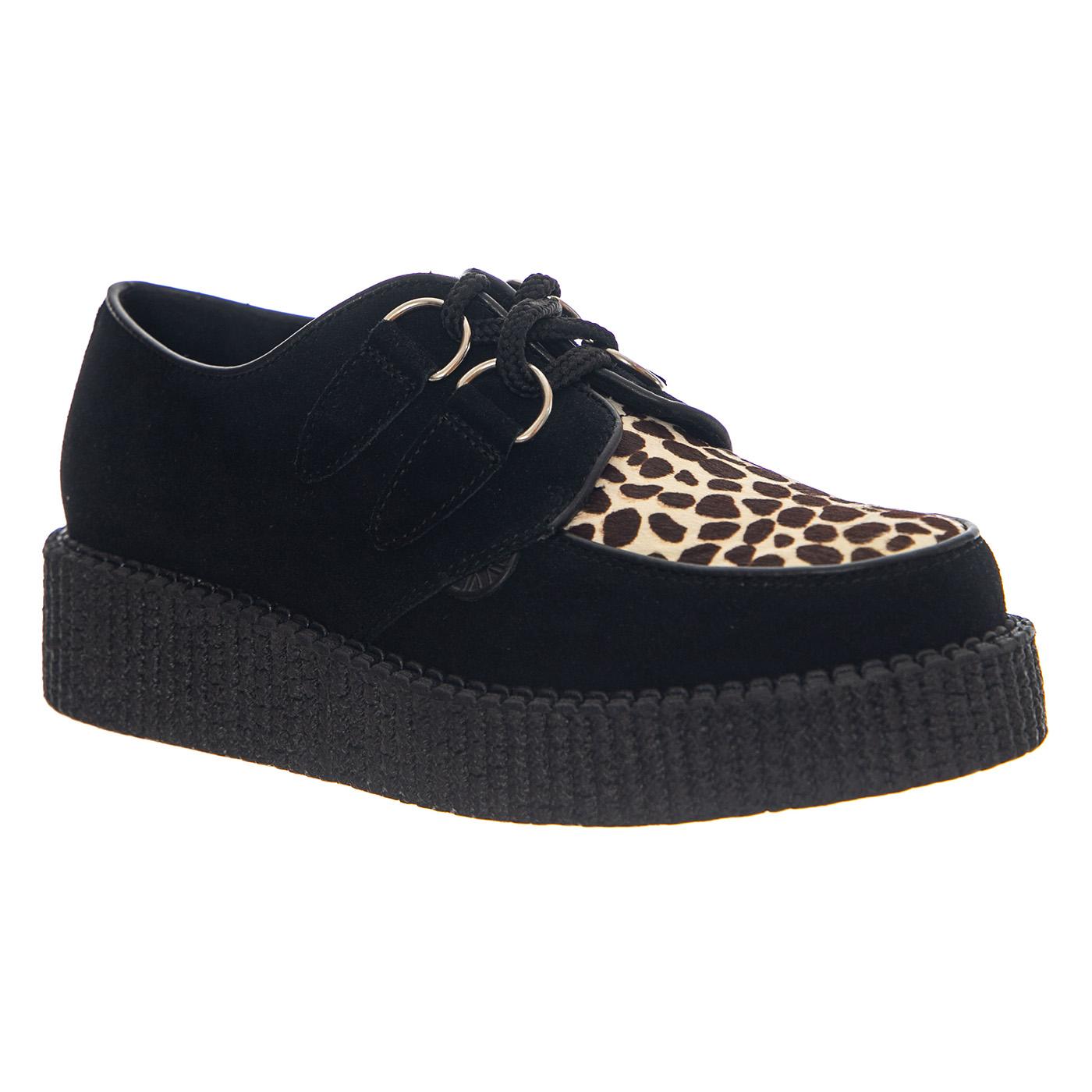 Wulfrun Shoes - Black / Leopard - Scarpe Stringate Profilo Basso Donna Multicolore UDSUM-C010-BKS-LEO . UNDERGROUND 