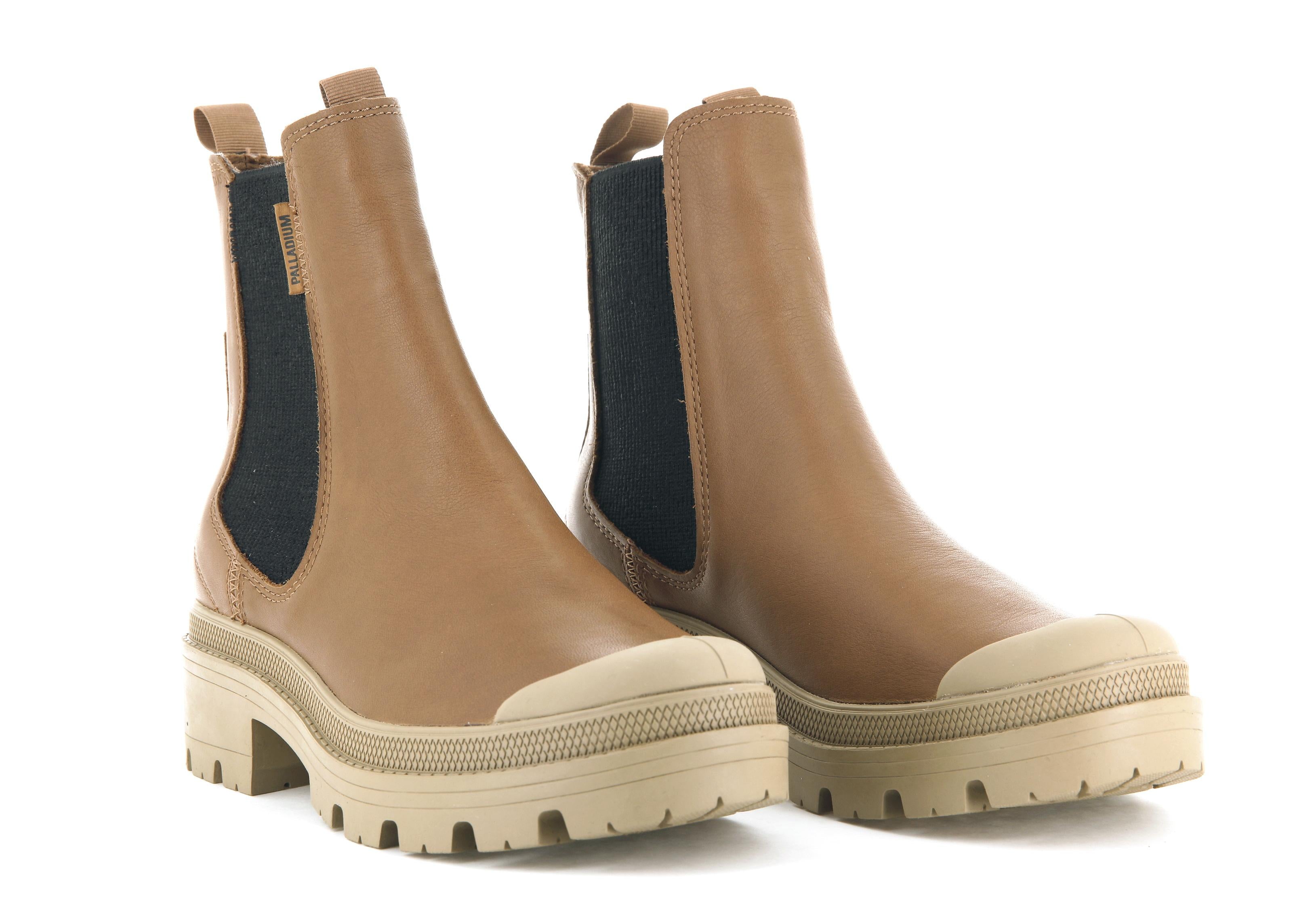 Pallabase Chelsea Leather Dear Brown - Scarpe Stringate Profilo Alto Donna Marroni PAS97970-252-M  PALLADIUM 