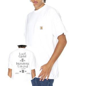 S/S Local Pocket T-Shirt White / Black - Maglietta Girocollo Uomo Bianca I030672-00AXX  CARHARTT WIP 