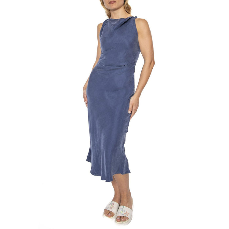 Vestido midi cuello barco azul marino - Abito Donna Blu 51W/11261  WILD PONY 