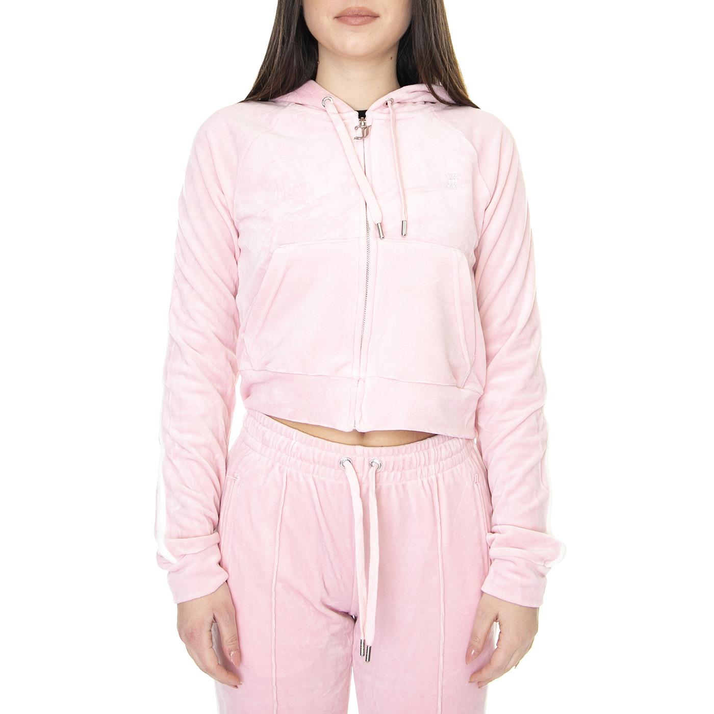 Contrast Madison Almond Blossom - Felpa con Cappuccio e Zip Donna Rosa JUCJCWA122075-ALM  JUICY COUTURE 