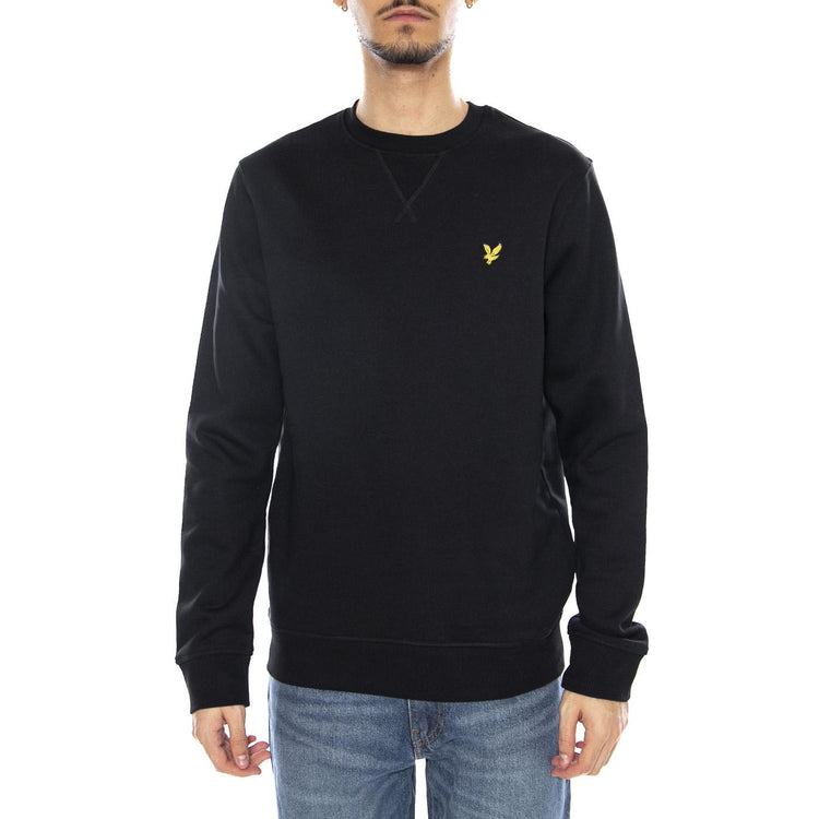 Brushed Back Crew-Neck Sweatshirt - Jet Black - Felpa Girocollo Uomo Nera ML1131V-Z865 . LYLE & SCOTT 