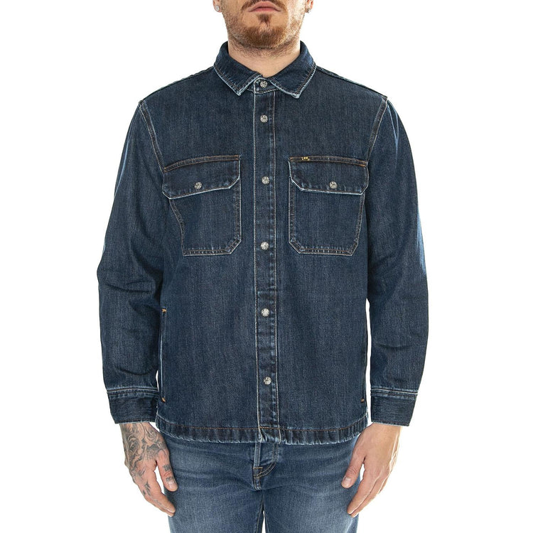 101 Overshirt Mid Indigo - Camicia Denim Jeans Uomo Blu 112349924  LEE 