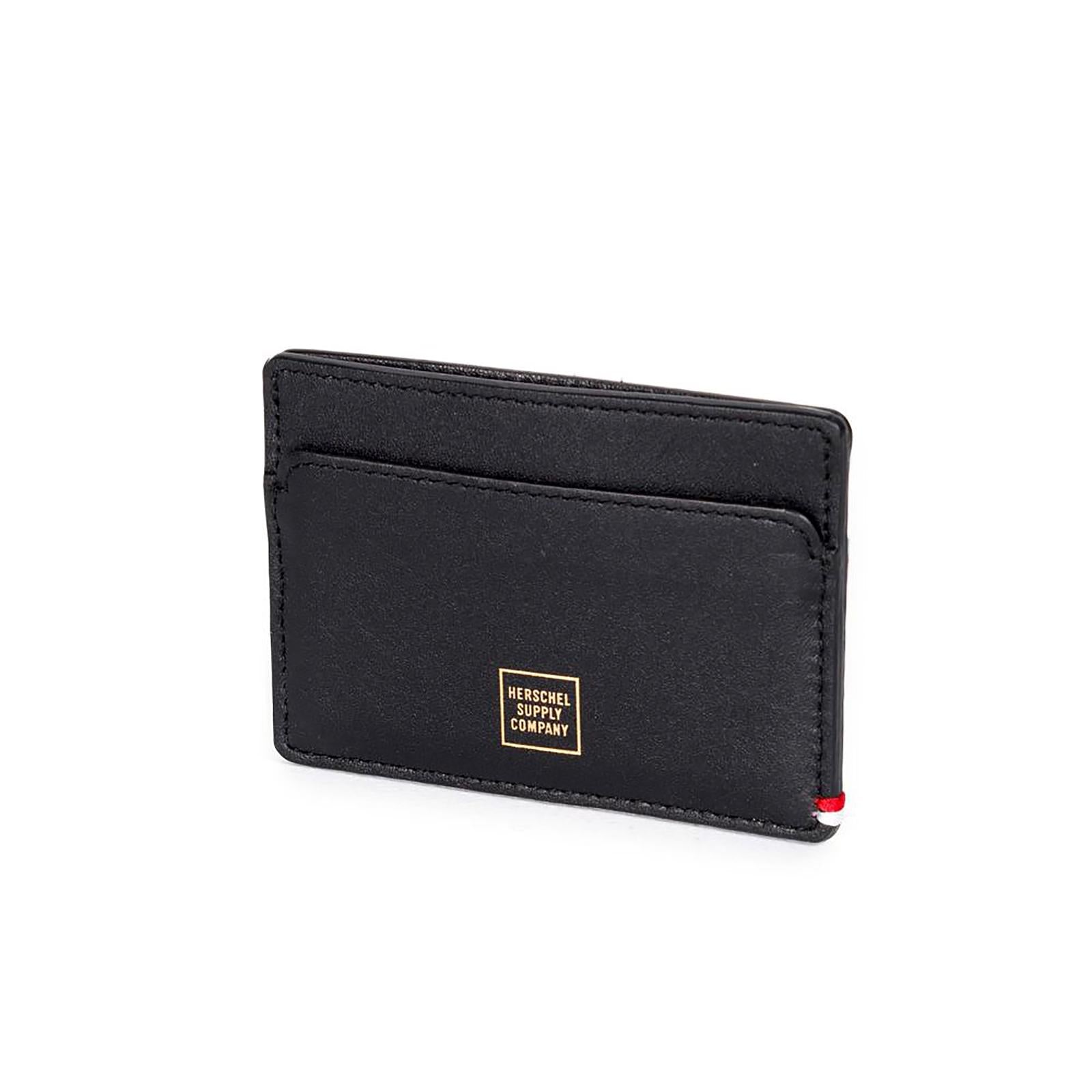 SLIP NAPA RFID NAPA LEATHER WALLET BLACK/GOLD FOIL 10375-1354  HERSCHEL 