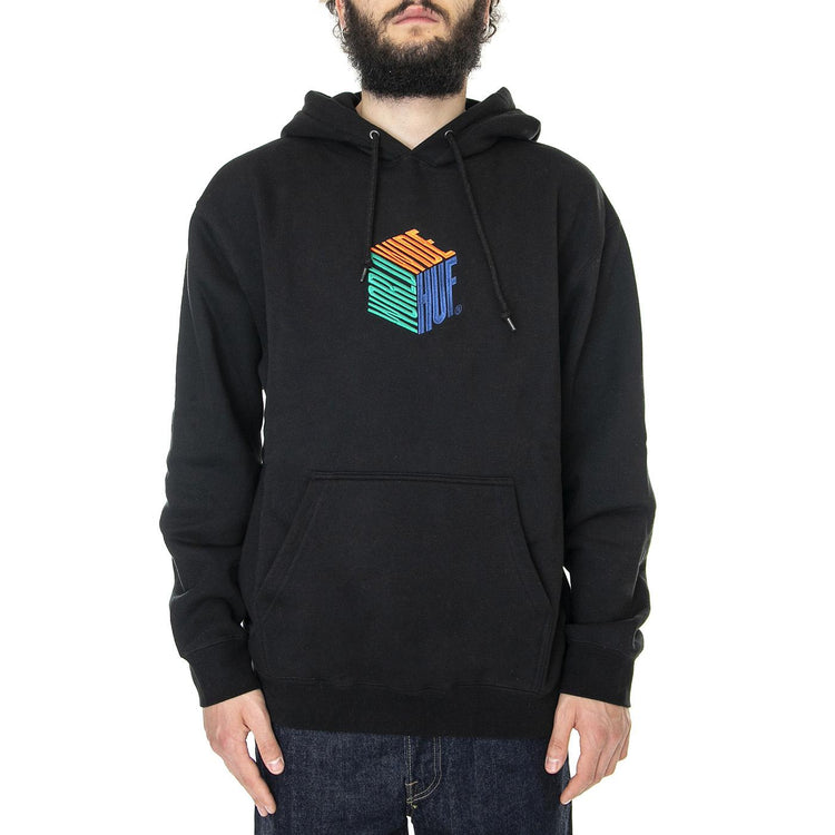 Dimensions P/O Hoodie Black - Felpa con Cappuccio Uomo Nera PF00544-BLACK  HUF 
